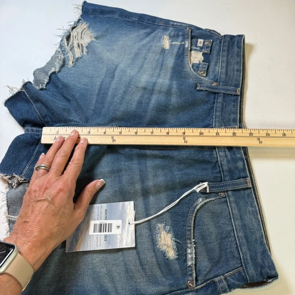 AG Adriano Goldschmied Alexxis Denim Shorts Distressed Raw Hem Size 32 New